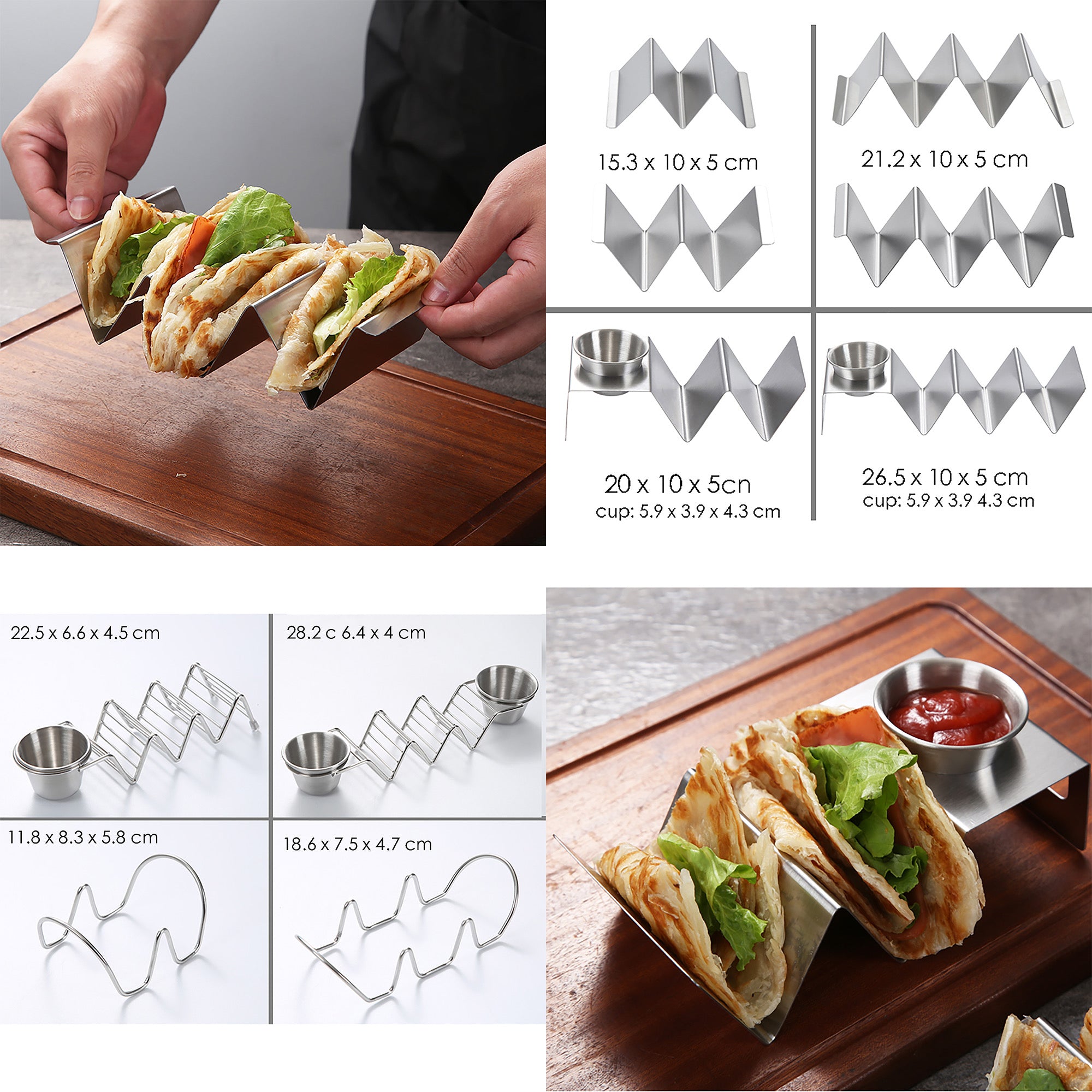 Taco Holders 4 Styles - Stainless Steel Taco Stand Rack Tray Style Oven Safe for Baking, Dishwasher and Grill Safe Home Deco Home party gift