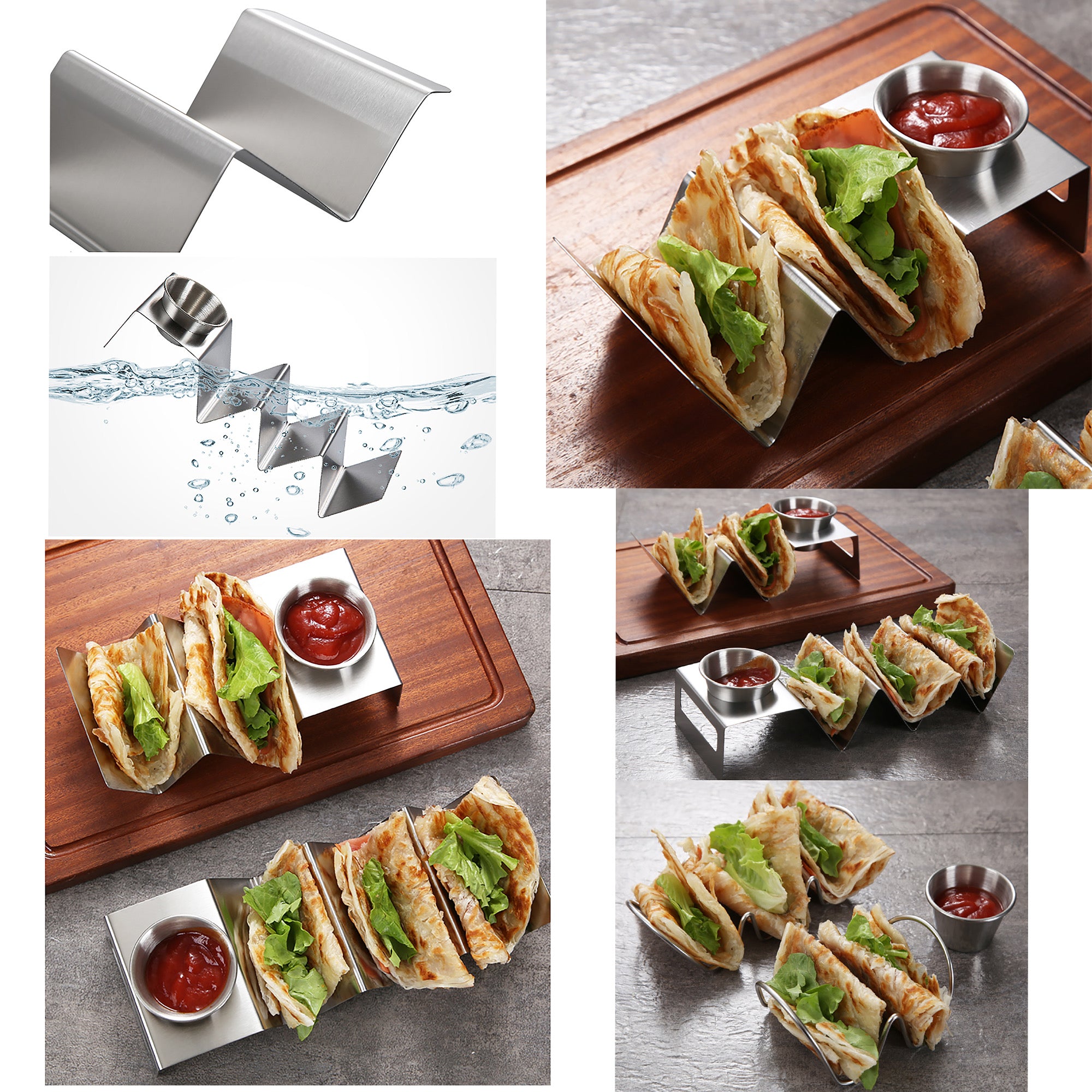 Taco Holders 4 Styles - Stainless Steel Taco Stand Rack Tray Style Oven Safe for Baking, Dishwasher and Grill Safe Home Deco Home party gift