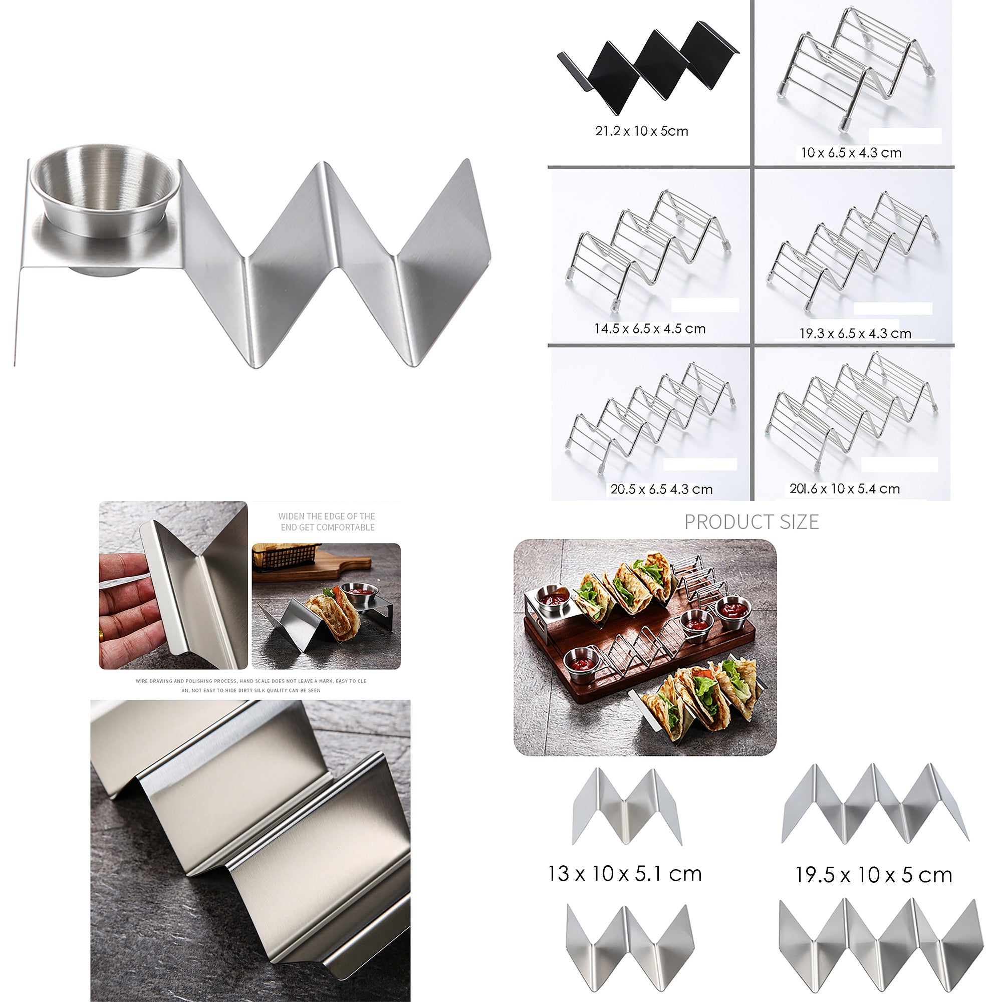 Taco Holders 4 Styles - Stainless Steel Taco Stand Rack Tray Style Oven Safe for Baking, Dishwasher and Grill Safe Home Deco Home party gift