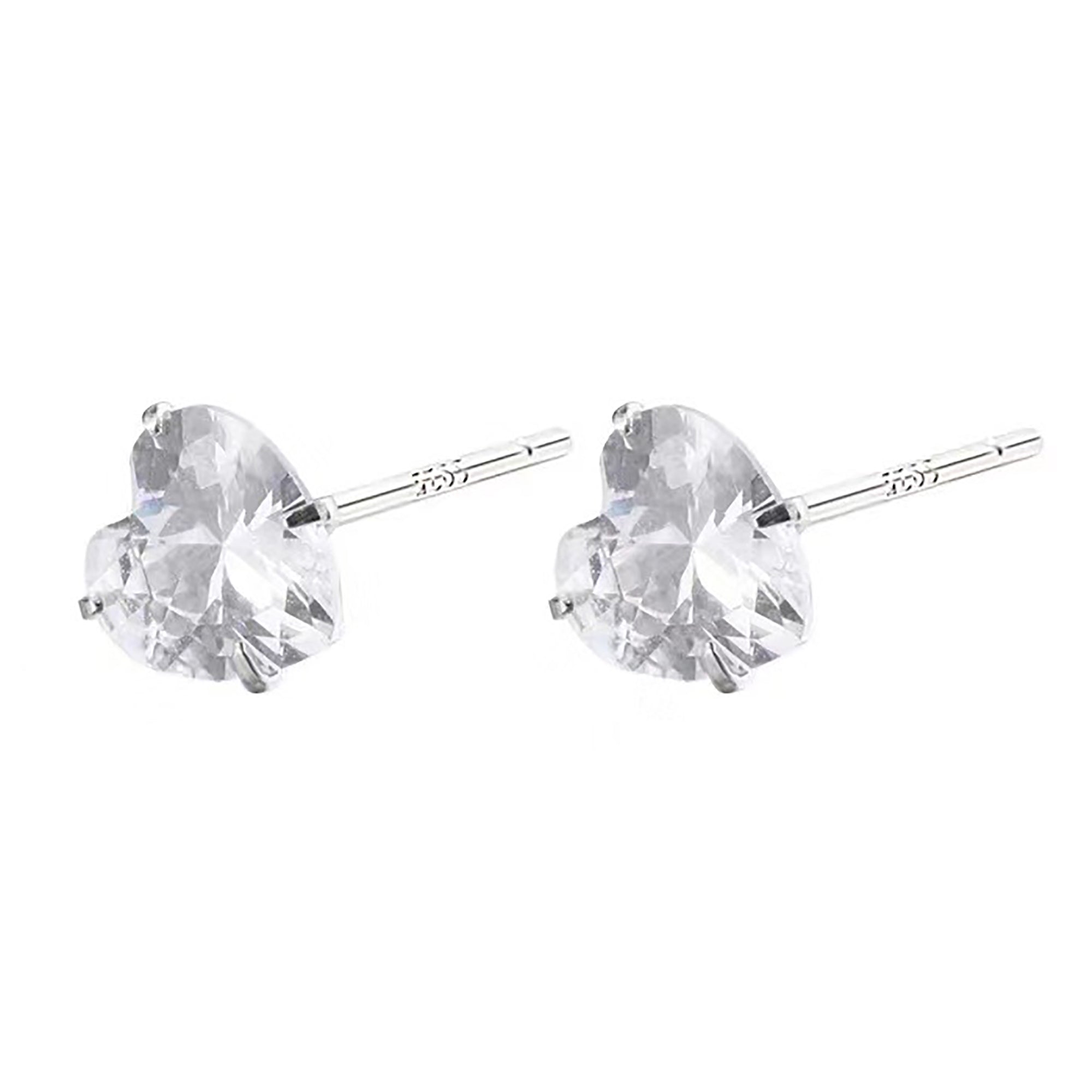 (3 / 4 / 5 mm) 925 Sterling Silver CZ Heart Stud Earrings Gift Party wedding influencer styling KOL / Youtuber / Celebrity / Fashion Icon