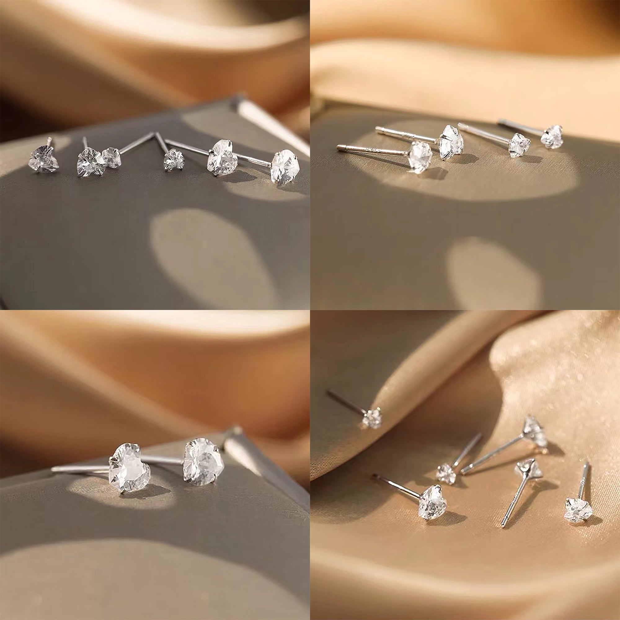 (3 / 4 / 5 mm) 925 Sterling Silver CZ Heart Stud Earrings Gift Party wedding influencer styling KOL / Youtuber / Celebrity / Fashion Icon