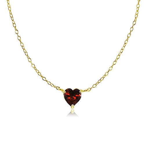 (7mm) Heart Shape Birthstone Choker Necklace