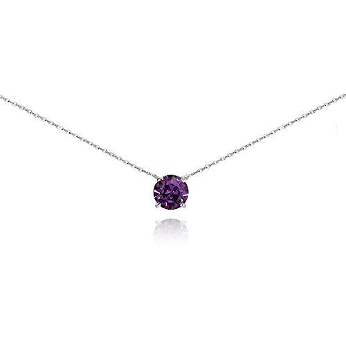 (6mm) Sterling Silver Birthstone Choker Necklace