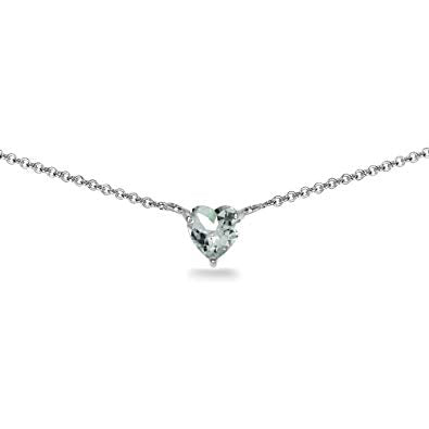 (7mm) Heart Shape Birthstone Choker Necklace