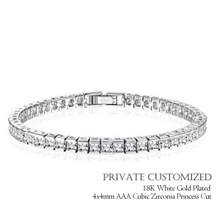 Princess Cut  CZ Link Bracelet