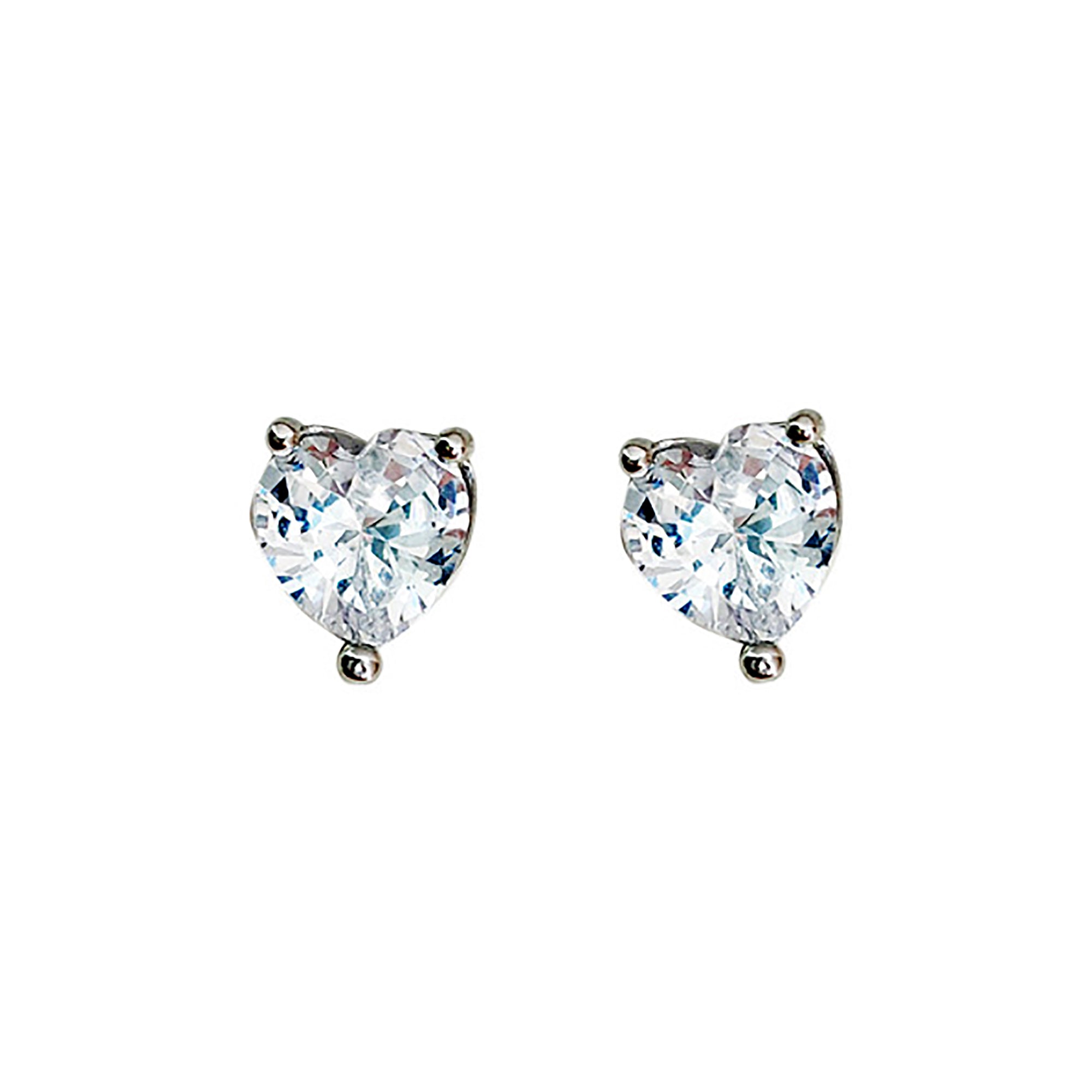 925 Sterling Silver CZ Heart Stud Earrings Gift Party wedding influencer styling KOL / Youtuber / Celebrity / Fashion Icon