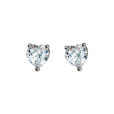 925 Sterling Silver CZ Heart Stud Earrings Gift Party wedding influencer styling KOL / Youtuber / Celebrity / Fashion Icon