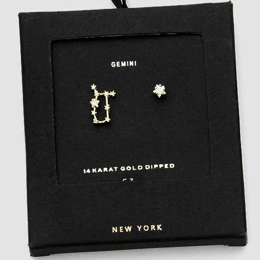 GEMINI CZ Star Earrings