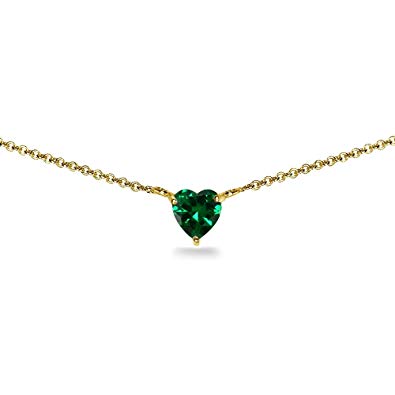 (7mm) Heart Shape Birthstone Choker Necklace