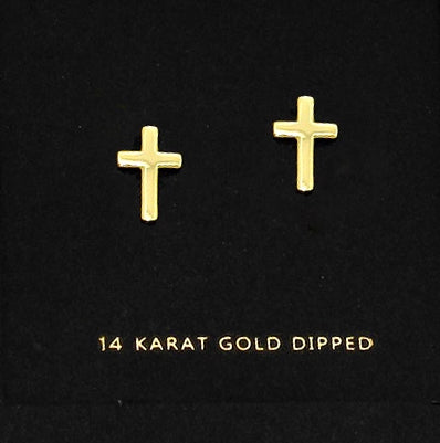 AnChus Gold Dipped Cross Stud Earrings