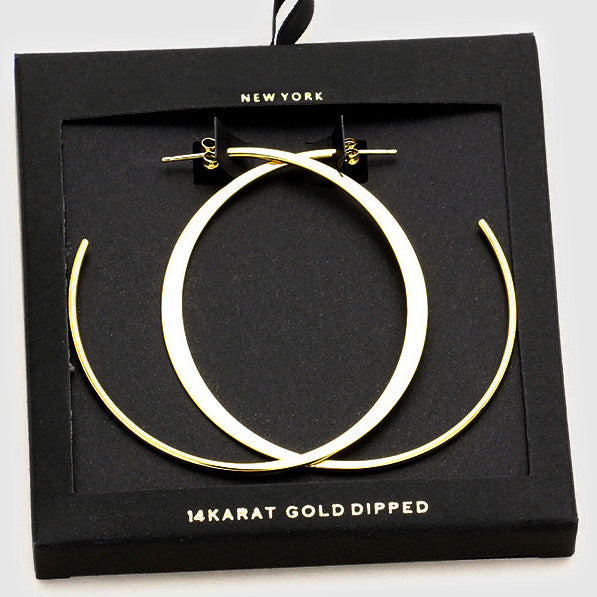 Gold Dipped Hoop Earrings - (2.25")