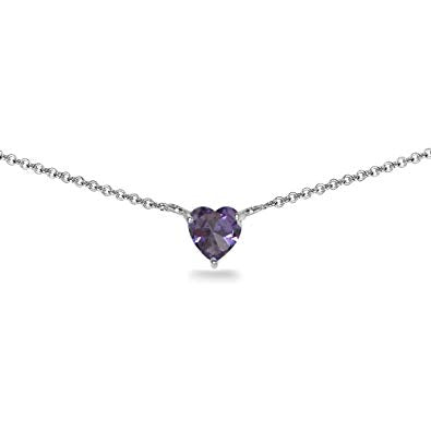 (7mm) Heart Shape Birthstone Choker Necklace