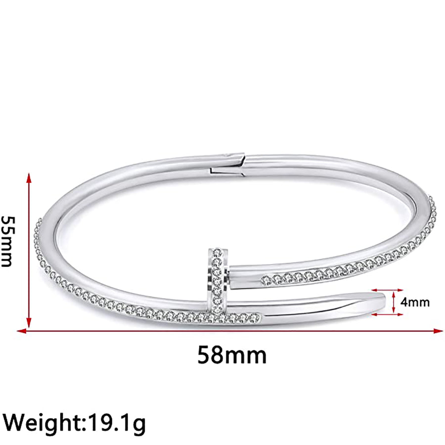 3 in 1 Set Nail Bangle with CZ Bracelet