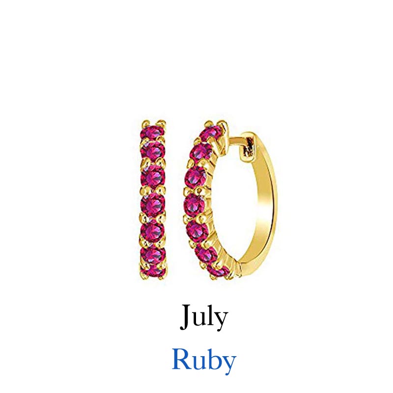 Birthstone Huggie Hoop Earrings