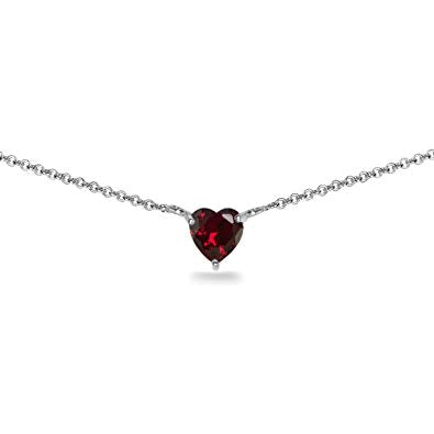 (7mm) Heart Shape Birthstone Choker Necklace