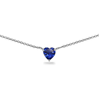 (7mm) Heart Shape Birthstone Choker Necklace