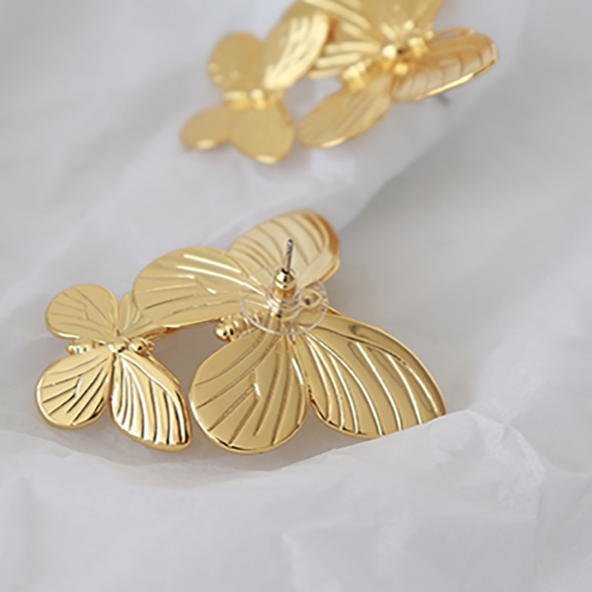 18K Gold Plated Chunky Butterfly Earrings