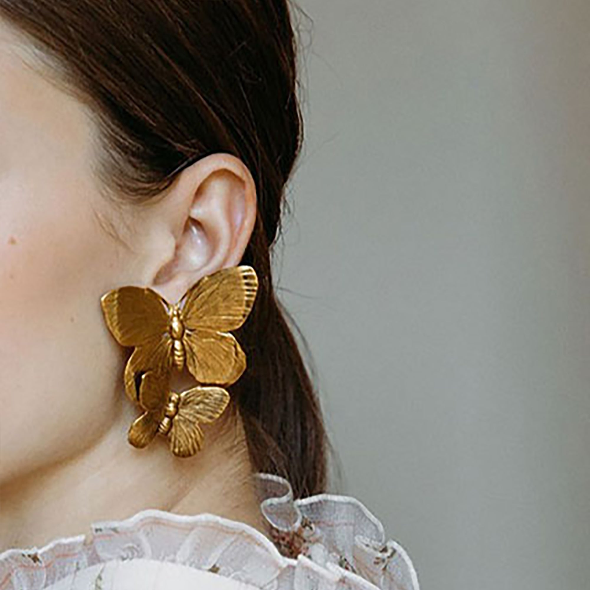 18K Gold Plated Chunky Butterfly Earrings