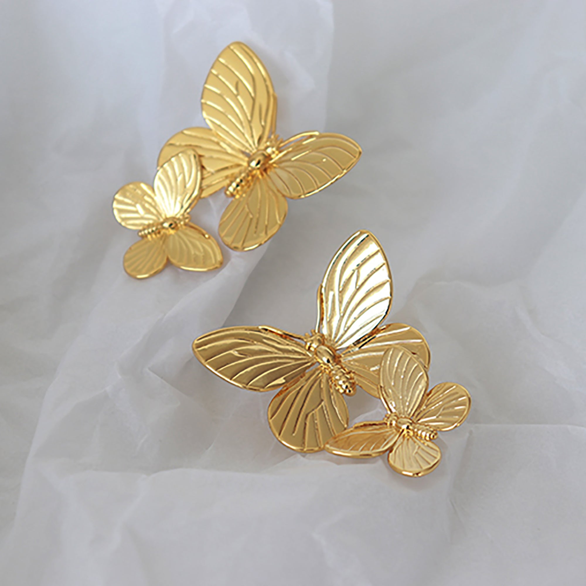 18K Gold Plated Chunky Butterfly Earrings