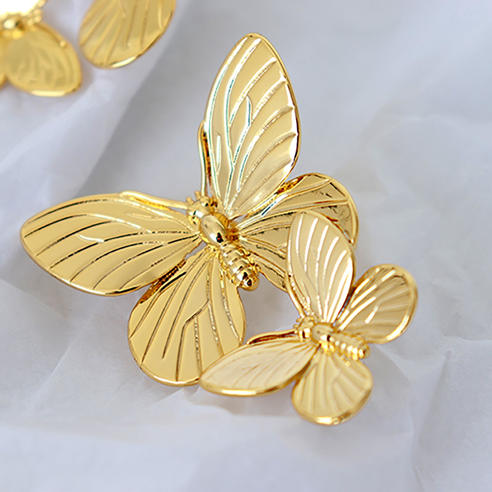 18K Gold Plated Chunky Butterfly Earrings