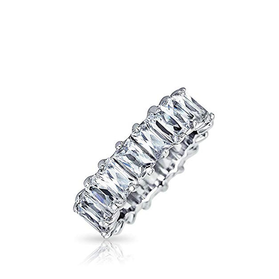 Single Color Emerald Cut Eternity Band Cz Ring