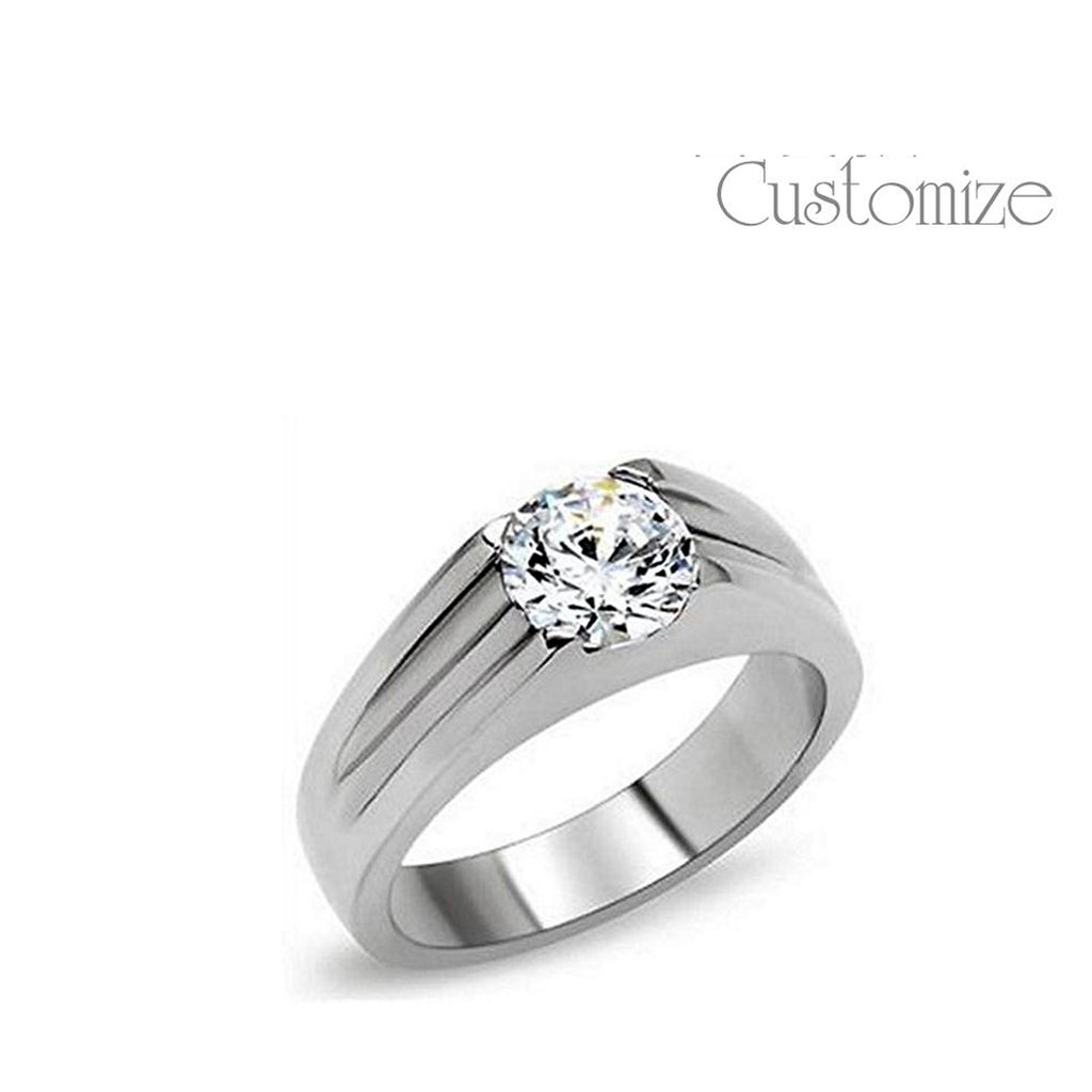 (Customized) AnChus Sterling Silver w Cubic Zirconia Men's Ring