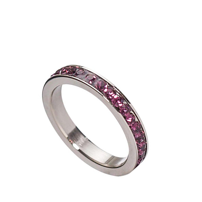 Stainless Steel Birthstone Swarovski Ring -3mm