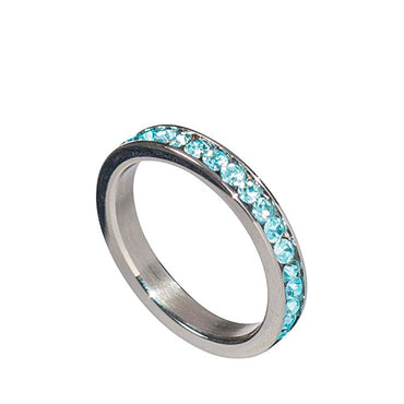 Stainless Steel Birthstone Swarovski Ring -3mm