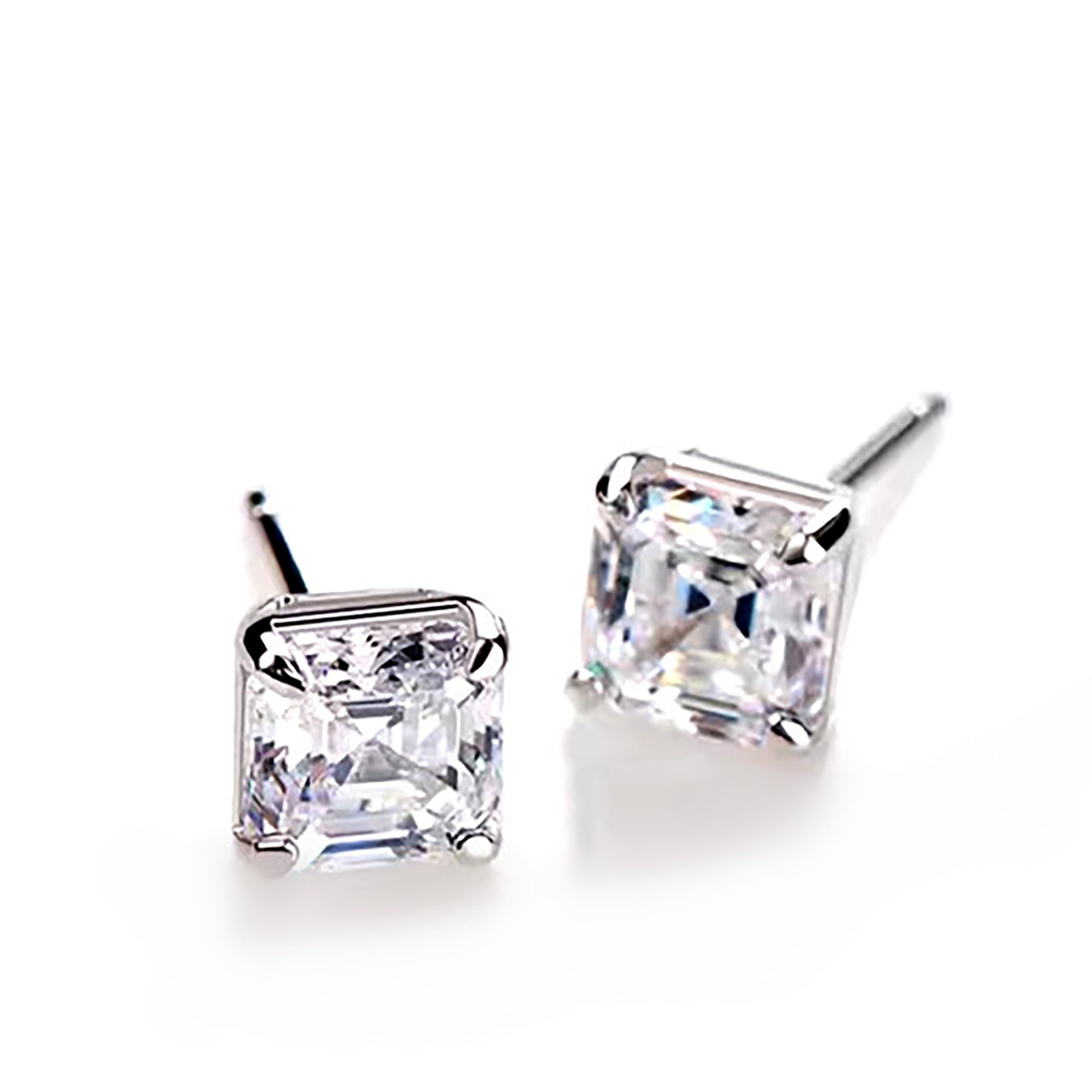 Princess Cut CZ Stud Earrings Adjustable gift valentine's Day Birthday anniversary KOL fashion