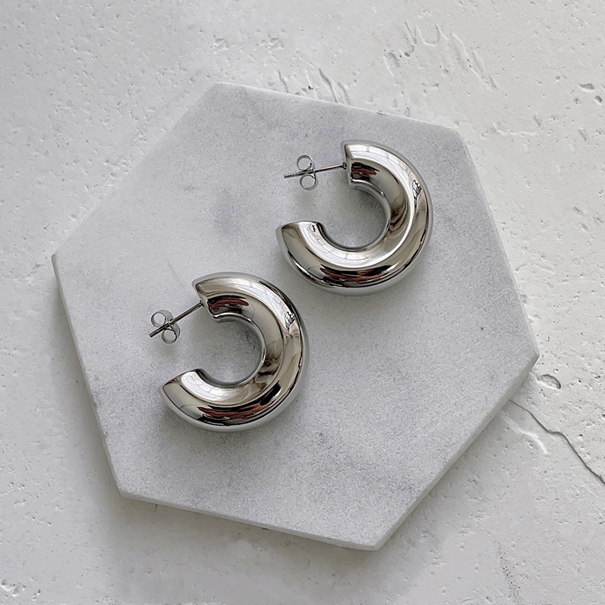 Stainless Steel Simple Hoop Earrings