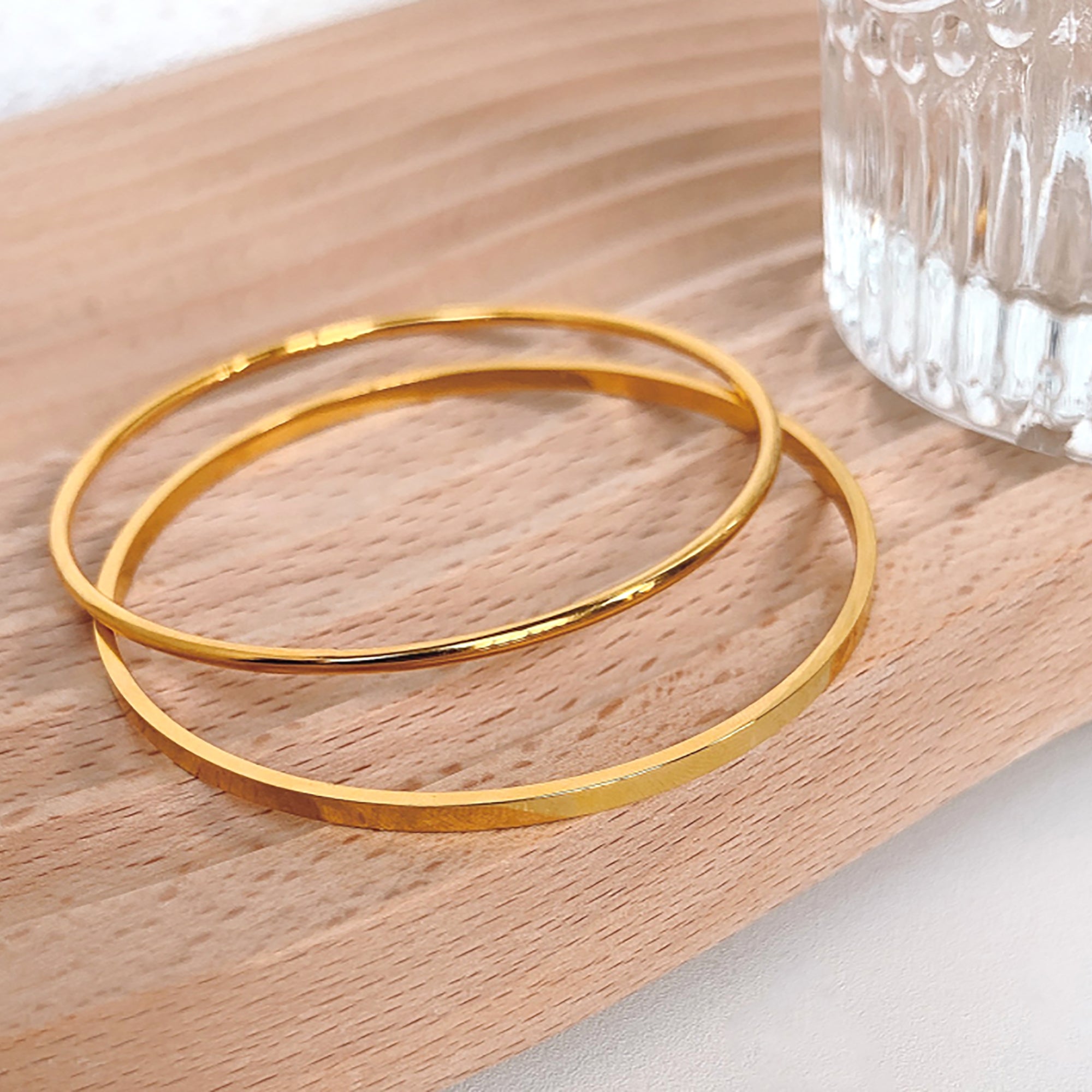 2 in 1 18K Gold Plated Simple Bangle Bracelet Valentine Day Gift Mother's Day