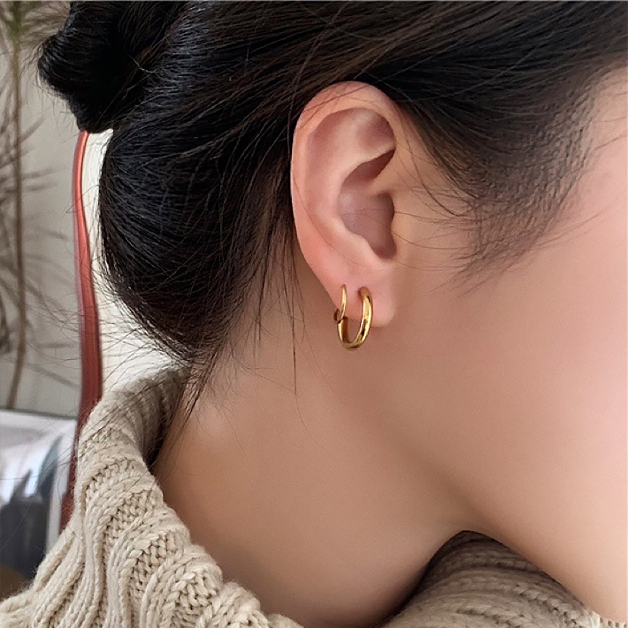 Gold Plated Layered Hoop Earrings Gift wedding influencer styling KOL / Youtuber / Celebrity / Fashion Icon