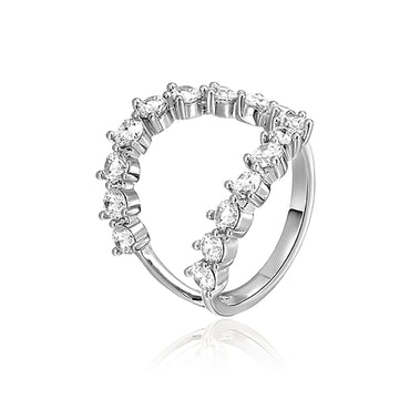 White Gold Plated CZ Deco Ring gift