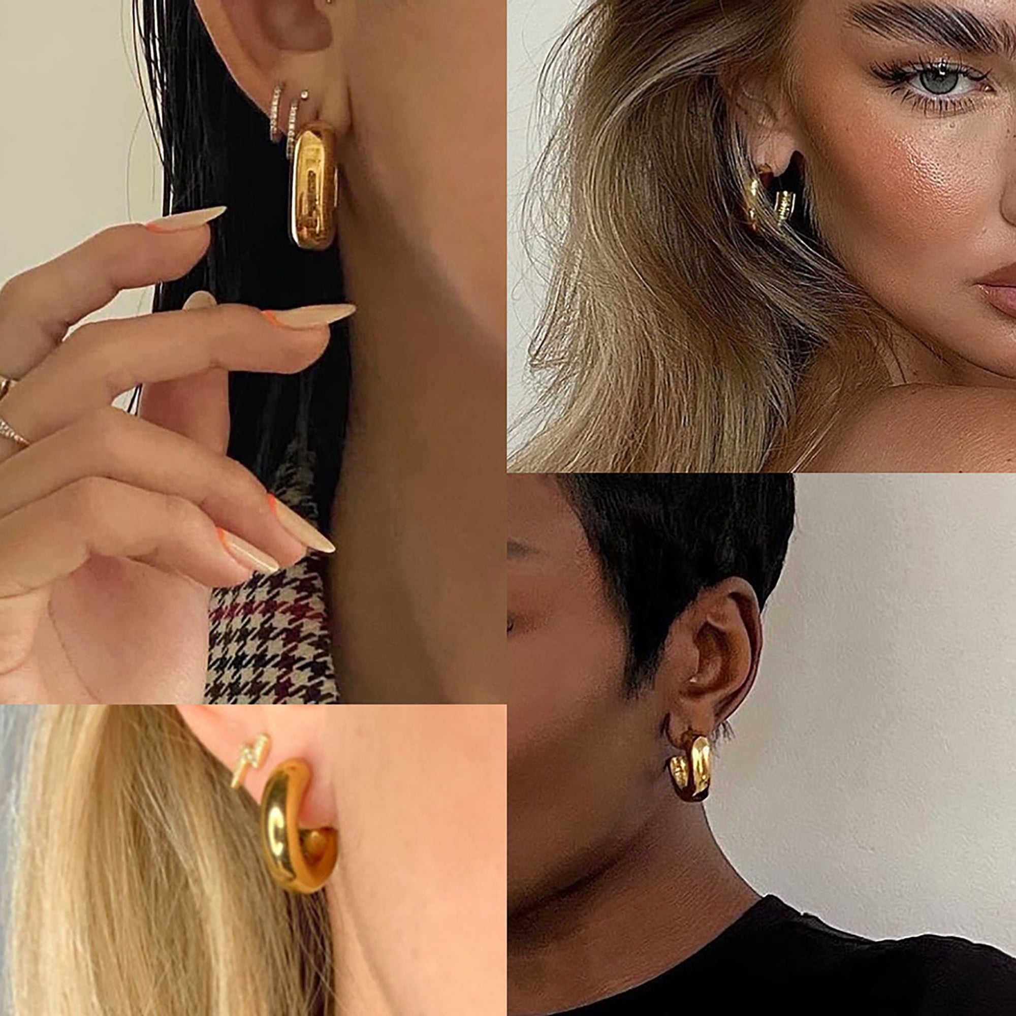 Gold Plated Hoop Earrings Gift wedding influencer styling KOL / Youtuber / Celebrity / Fashion Icon