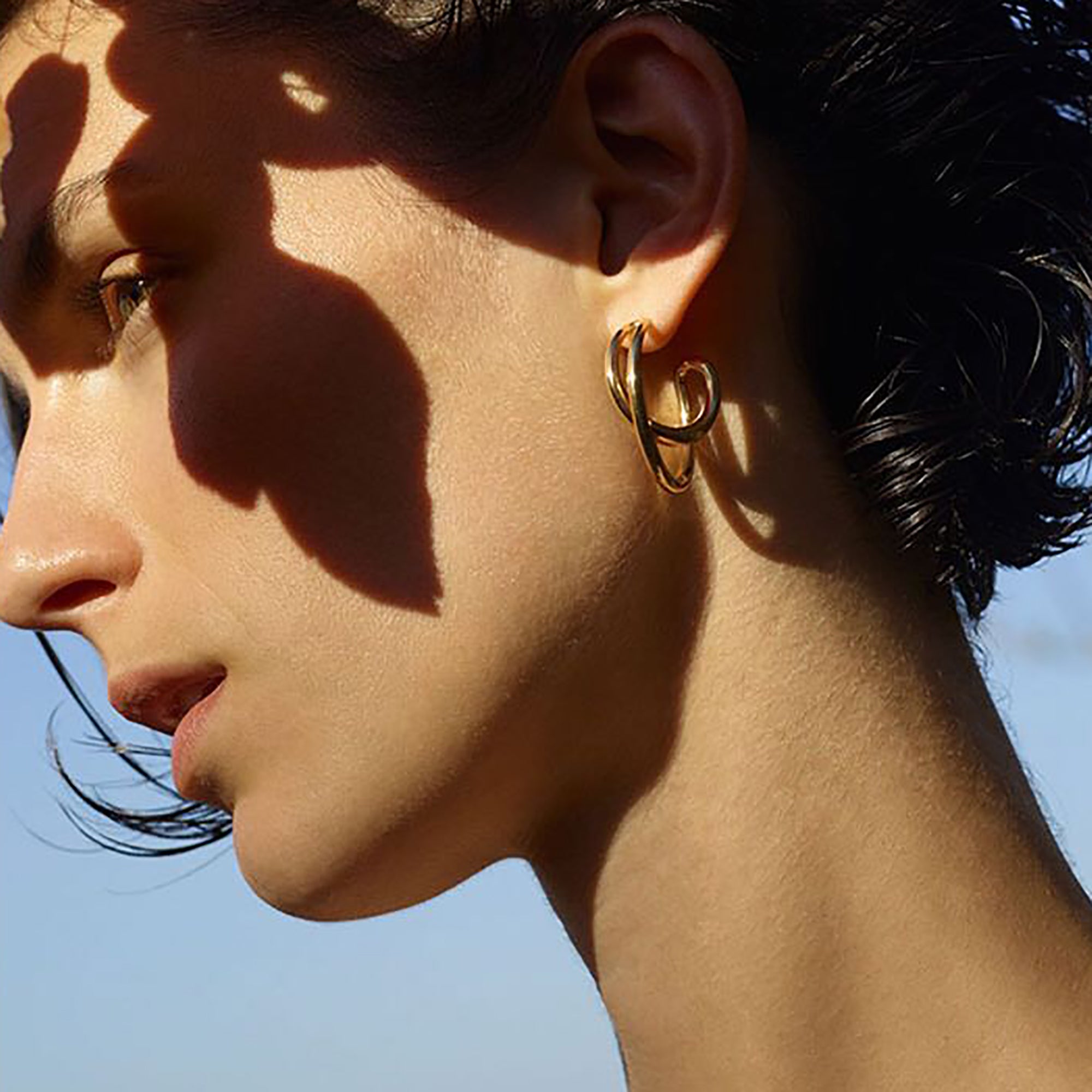 Gold Plated Statement Hoop Earrings