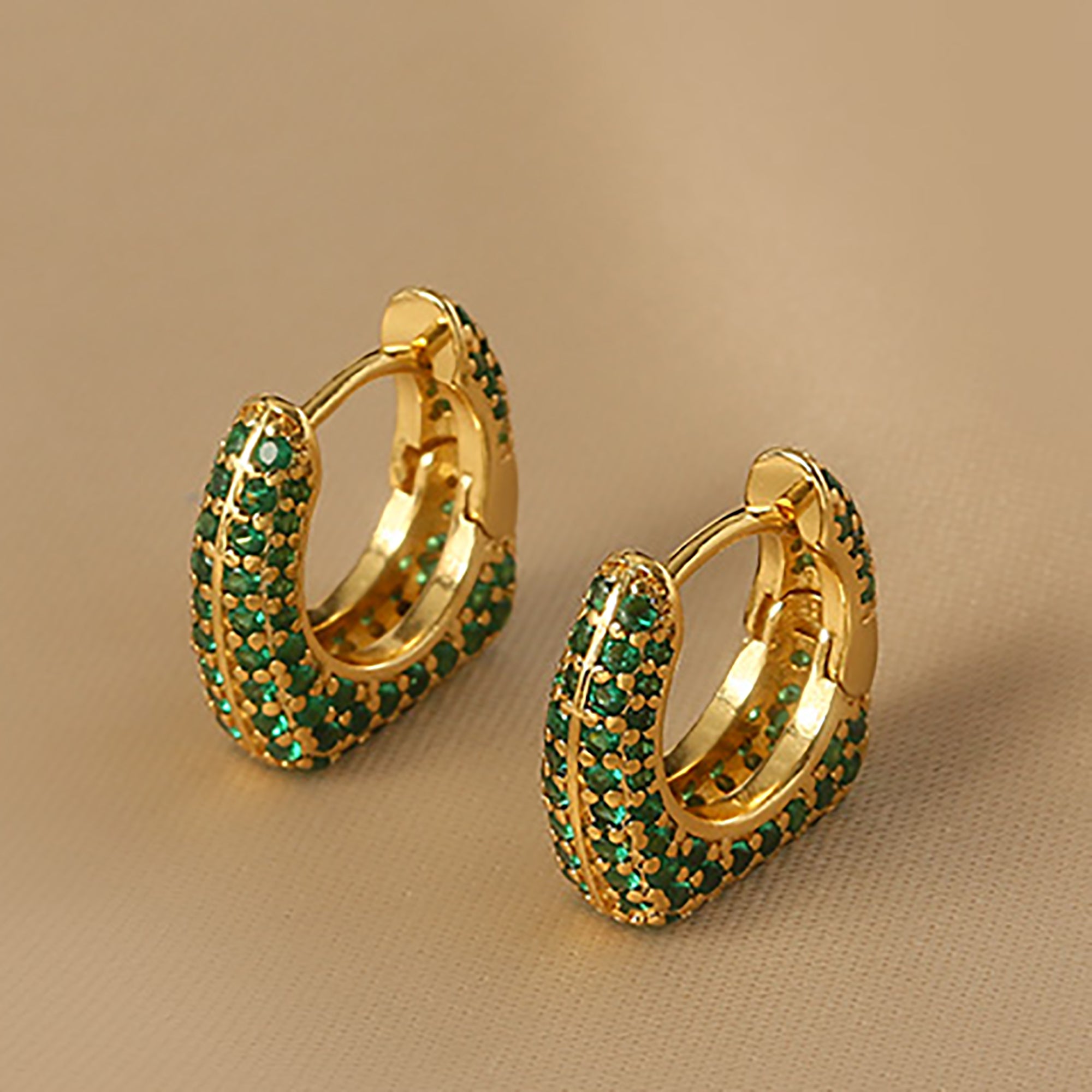 18K Gold Color CZ Hoop Earrings Gift Valentine day KOL Birthday Gift