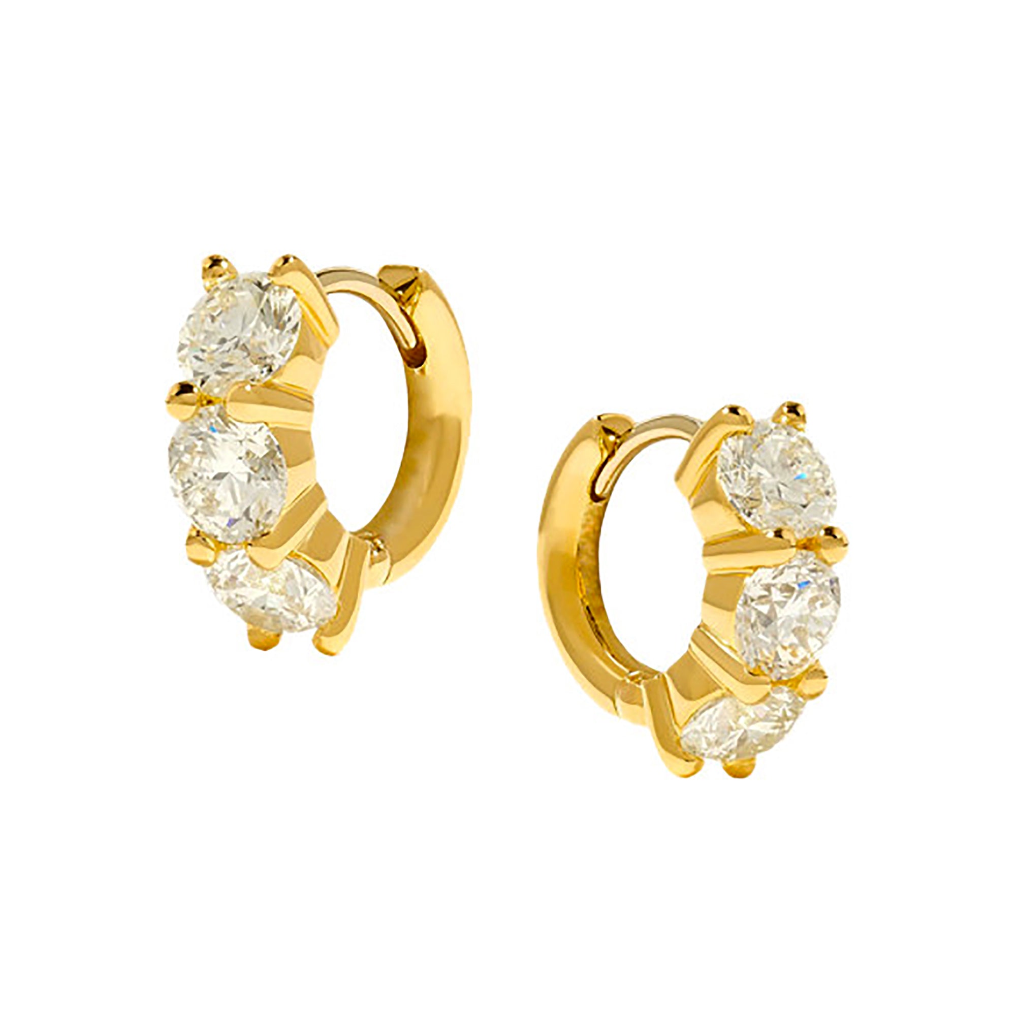 Gold Plated CZ Link Hoop Earrings