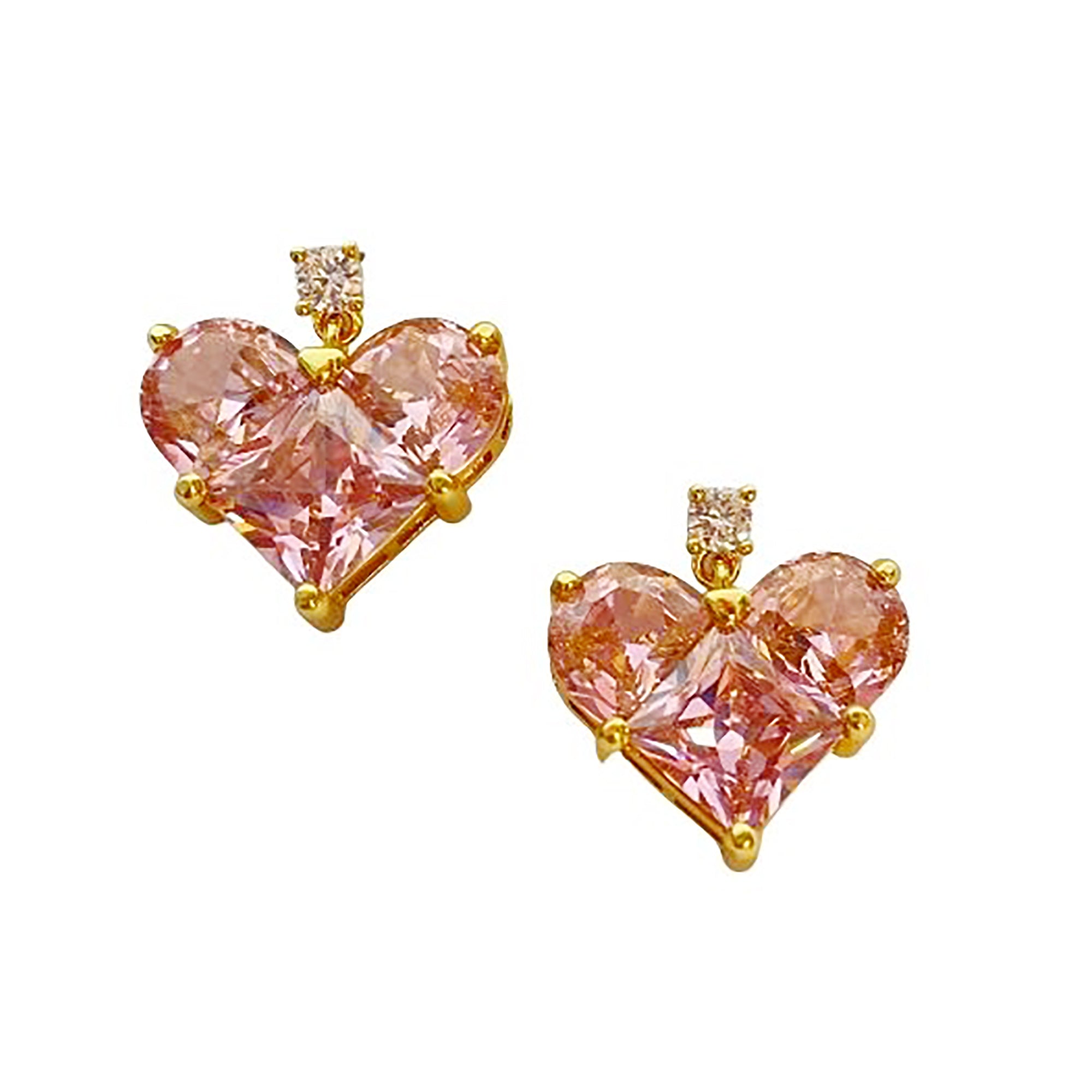 Heart CZ Dangle Earrings Gift wedding influencer styling KOL / Youtuber / Celebrity / Fashion Icon