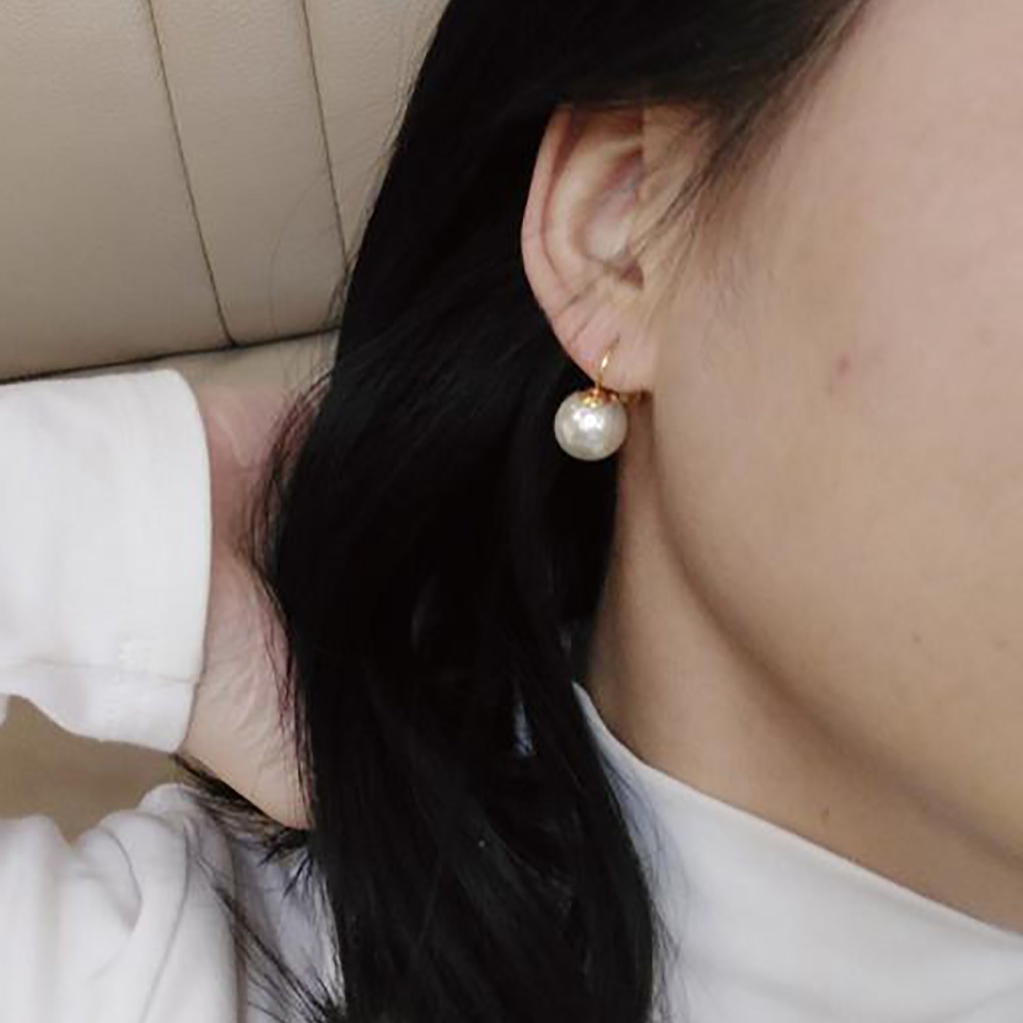 18K Gold Plated Pearl Double Side Earrings Gift wedding influencer styling KOL / Youtuber / Celebrity / Fashion Icon picked