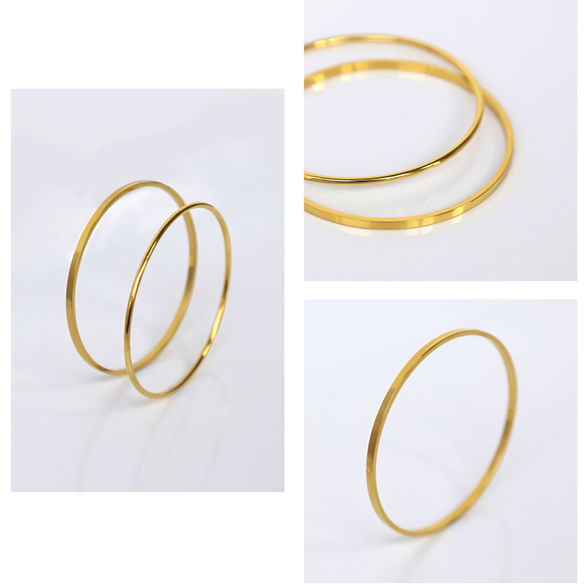 2 in 1 18K Gold Plated Simple Bangle Bracelet Valentine Day Gift Mother's Day