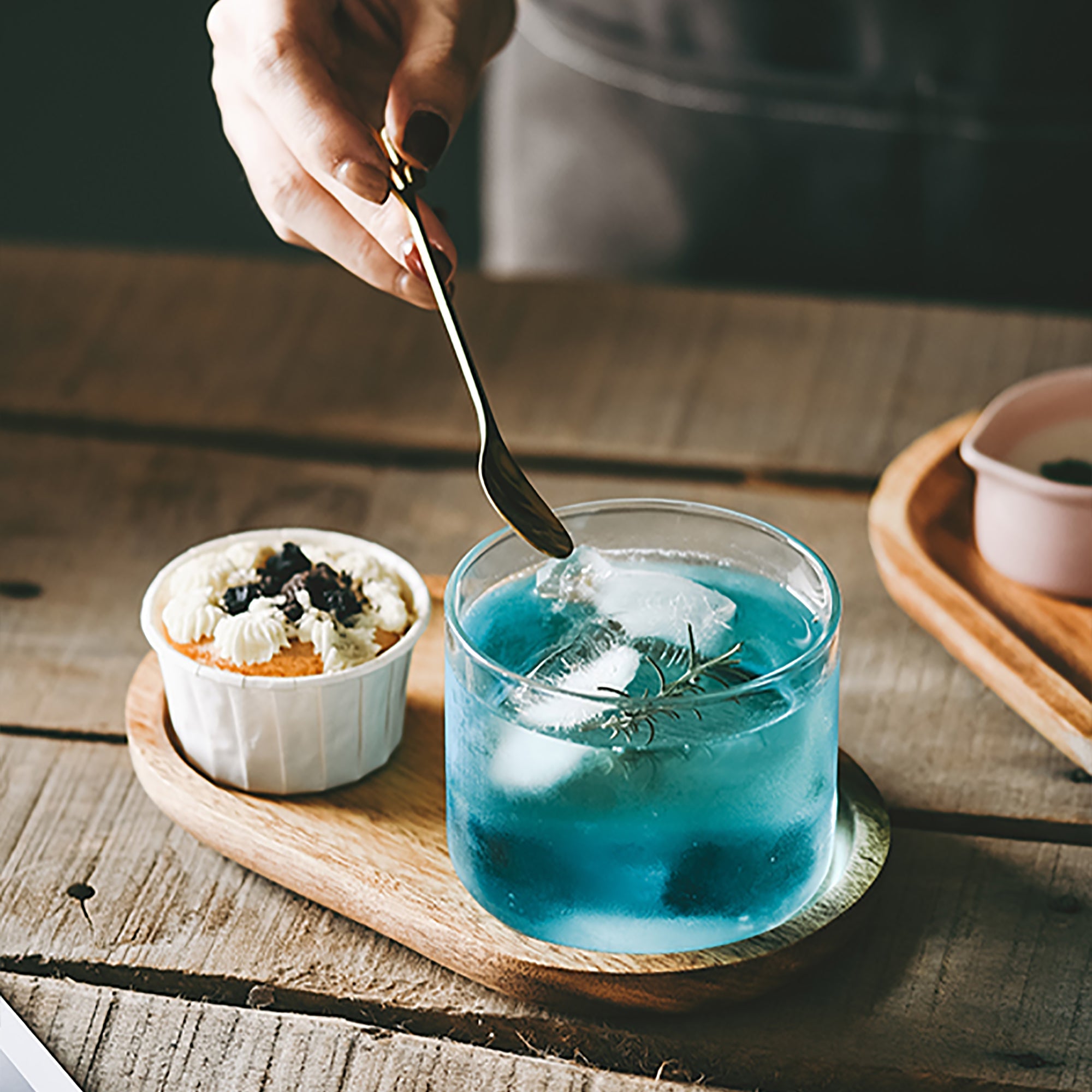 Glasses Coffee cup with Wooden Tray Set