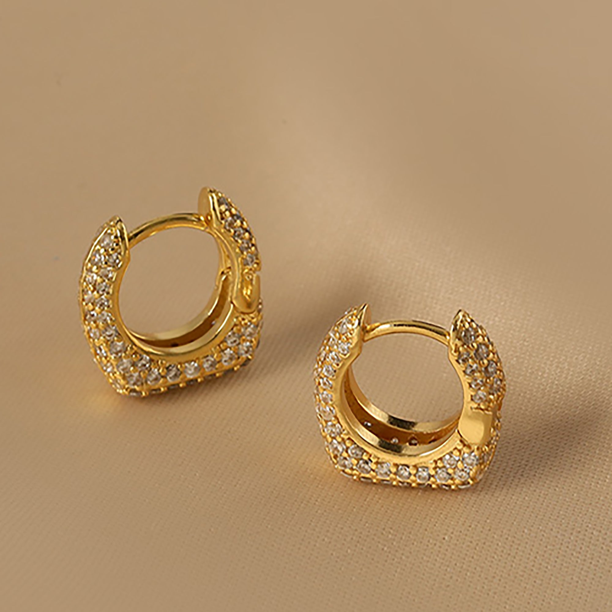 18K Gold Color CZ Hoop Earrings Gift Valentine day KOL Birthday Gift