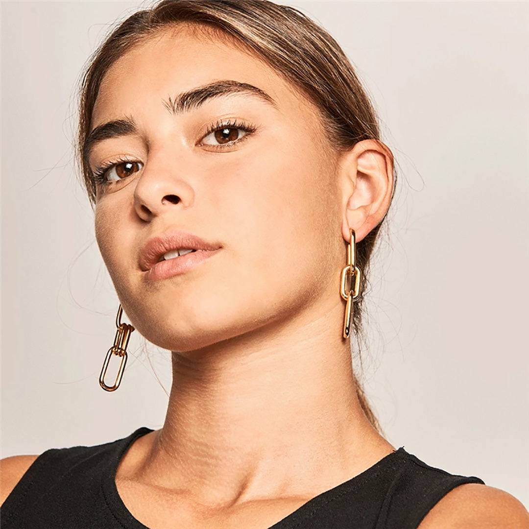 Gold / Sterling Silver Dipped Metal Chain Hoop Earrings (single / pair)