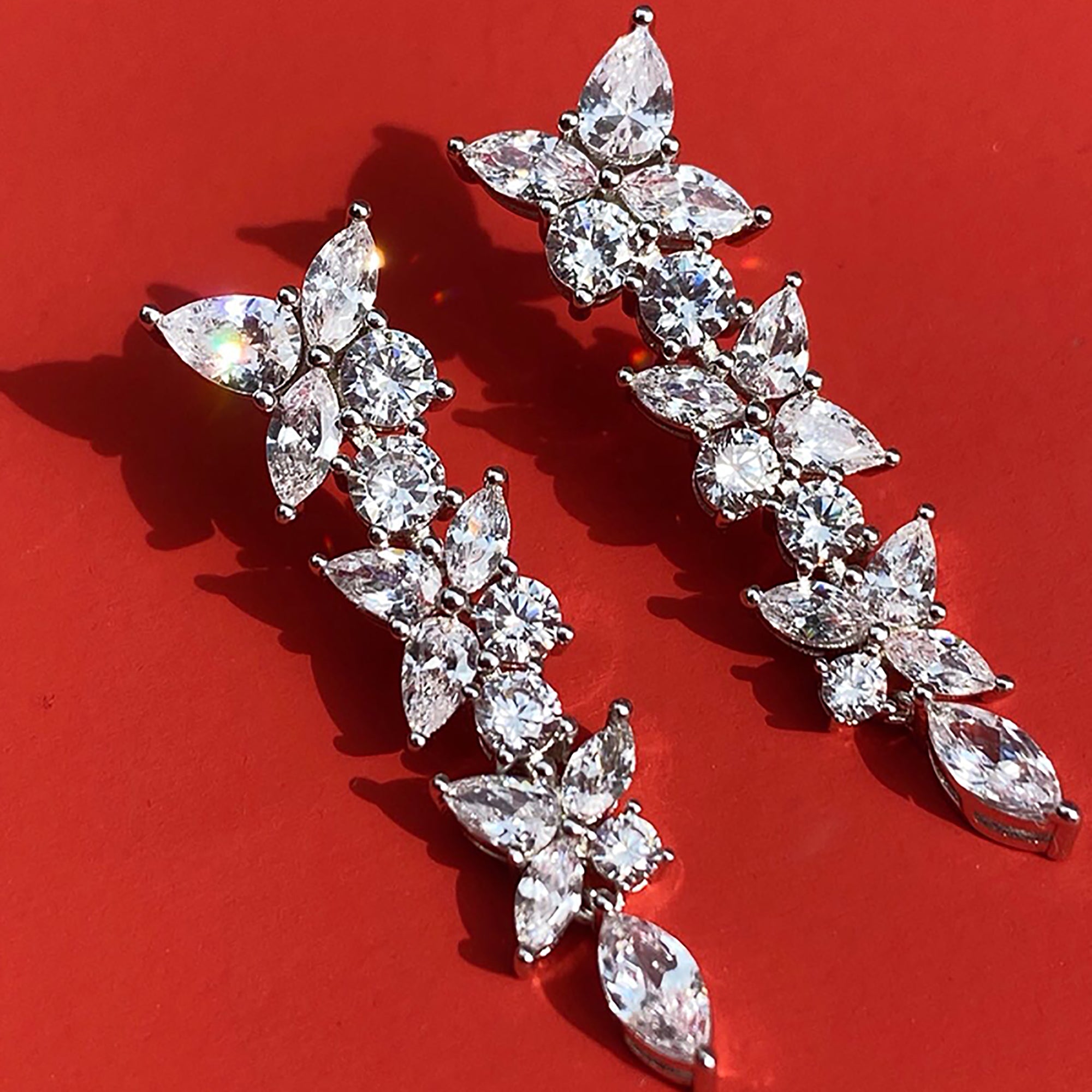 Vintage CZ Link Wedding Earrings Valentine Day Gift Mother's Day