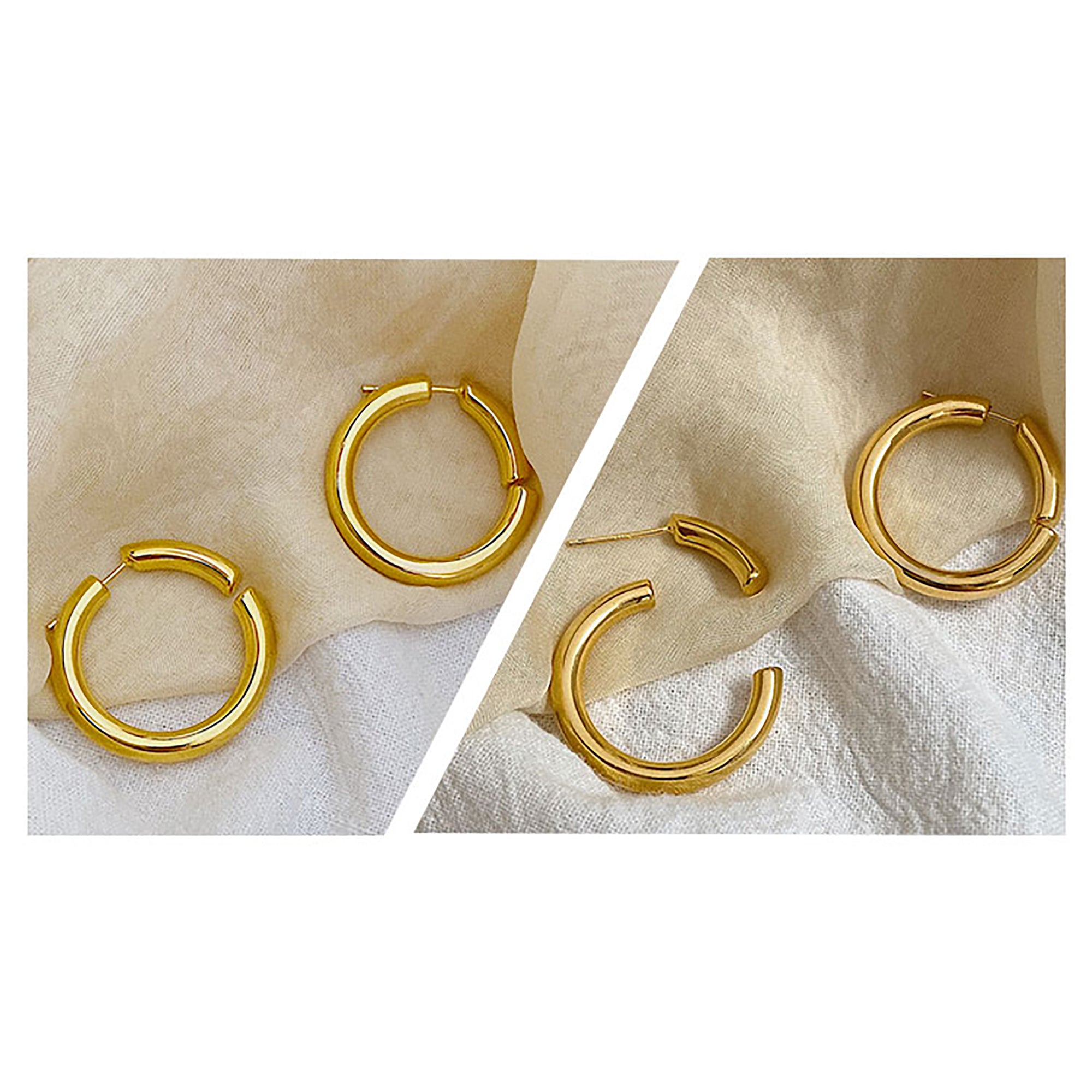 18K Gold Plated Deco Hoop Earrings Gift wedding influencer styling KOL / Youtuber / Celebrity / Fashion Icon