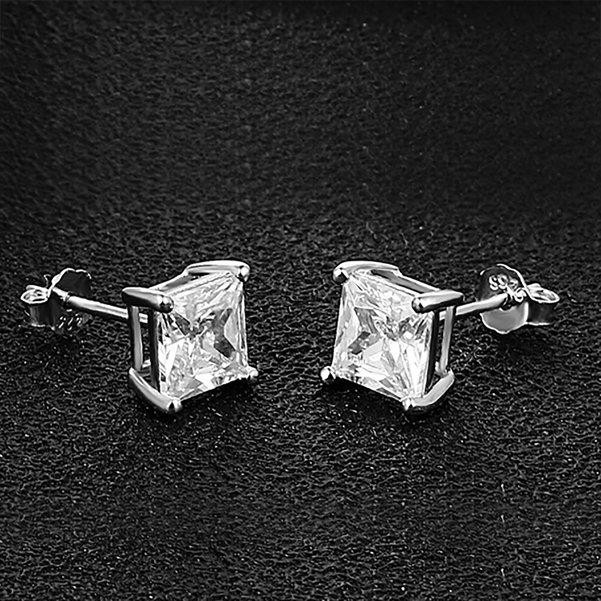 White Gold Plated Square Stud Earrings Gift wedding influencer styling KOL / Youtuber / Celebrity / Fashion Icon picked