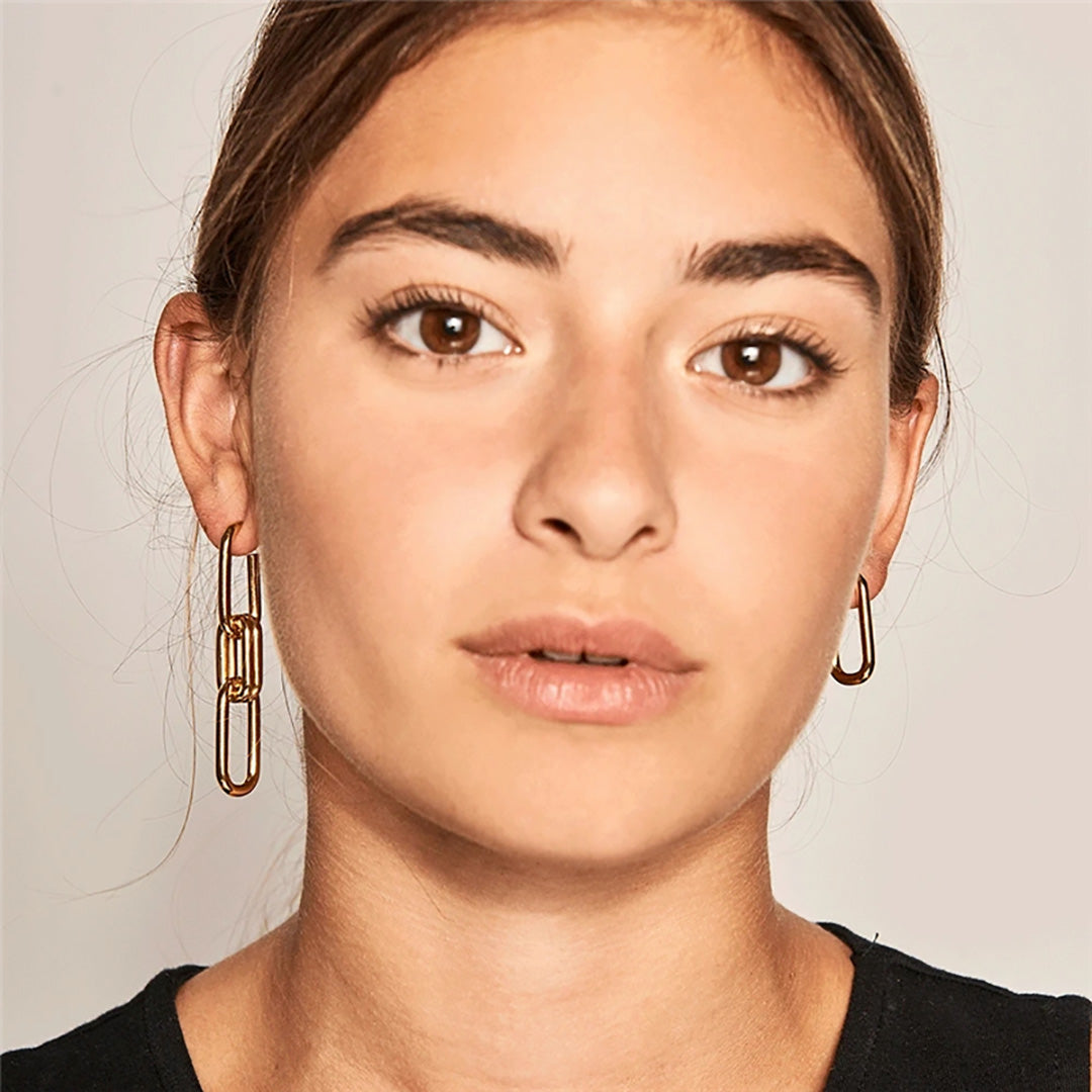 Gold / Sterling Silver Dipped Metal Chain Hoop Earrings (single / pair)