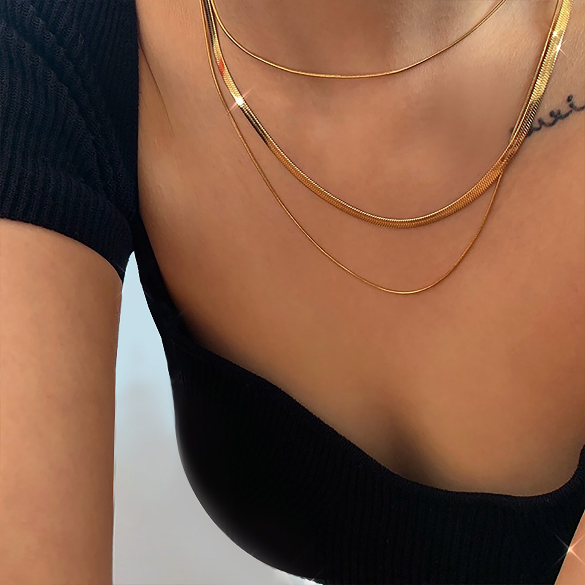 Gold Plated Layered Metal Chain Necklace Gift wedding influencer styling KOL / Youtuber / Celebrity / Fashion Icon picked