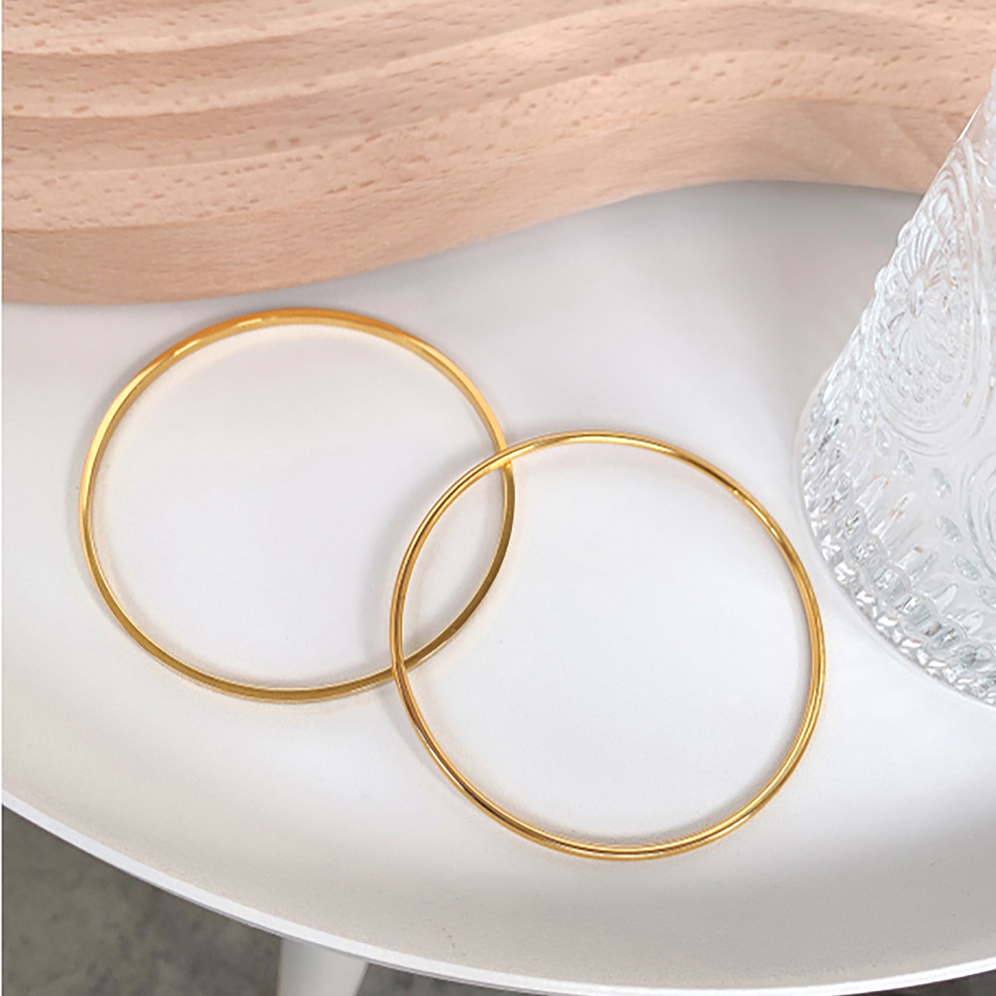 2 in 1 18K Gold Plated Simple Bangle Bracelet Valentine Day Gift Mother's Day