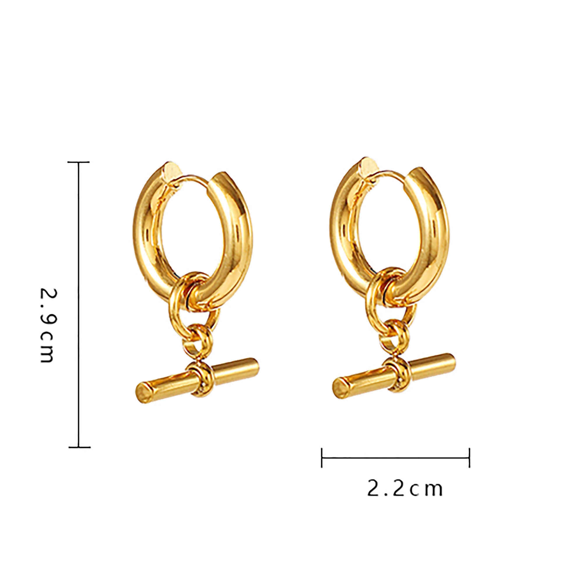 18k Gold Plated Hoop w/ OT Buckle Dangle Earrings